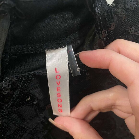 Honey- Long Sleeve Sequined Black Dress - Picture 3 of 7